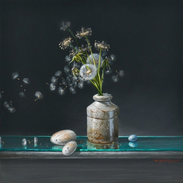 BRYAN HANLON - going over (dandelions & finch egg)